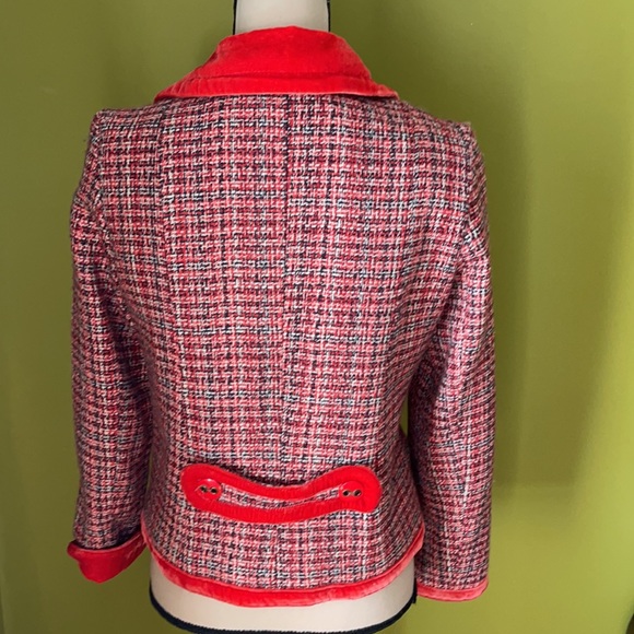 MARC JACOBS TWEED AND VELVET 100% wool JACKET SZ L - Picture 7 of 16